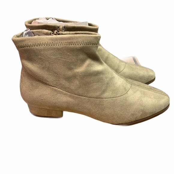 Comfortview Alivia Bootie Ivory Sz 7W Stretch Suede Like Block Heel - Picture 3 of 8